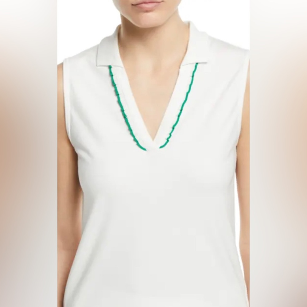 ISO LOOKING FOR Tory Sport Pique Ruffle Sleeveless Polo XS or S Not Selling